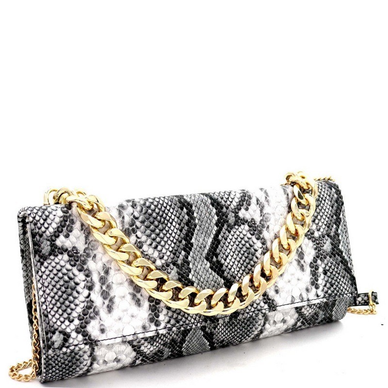 silver snake clutch bag